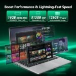 Laptop, Laptop Computer AMD Ryzen 5 5500U 6-Core, 16GB RAM 512GB SSD, 15.6 Inch Laptops with 1080P FHD, Win 11 Pro, Radeon Graphics, 180° Open, Backlit KB, USB-C PD, Gray Thin & Light PC Laptop (Renewed) - Image 2
